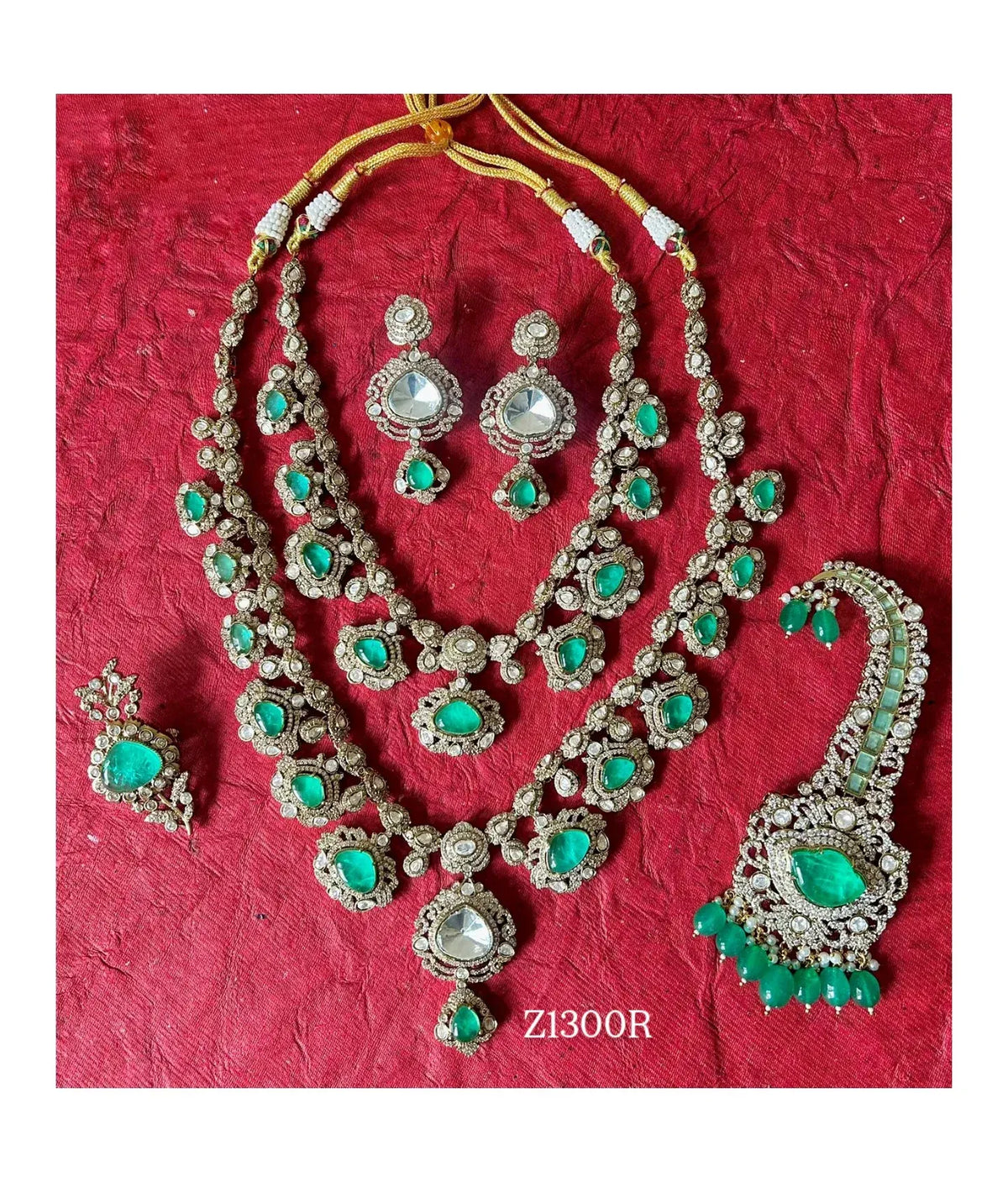 Zevar Necklace Set Mint Green Ishan Khattar & Amrapali Jewels Inspired Ivory Luxe Bridal Necklace Set