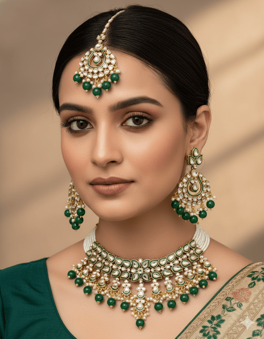 Zevar Necklace Sets Designer Pearl Choker Necklace Set | Elegant Wedding Jewelry