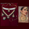 Zevar Necklaces Green Drops and White Kundan Stone Choker Necklace