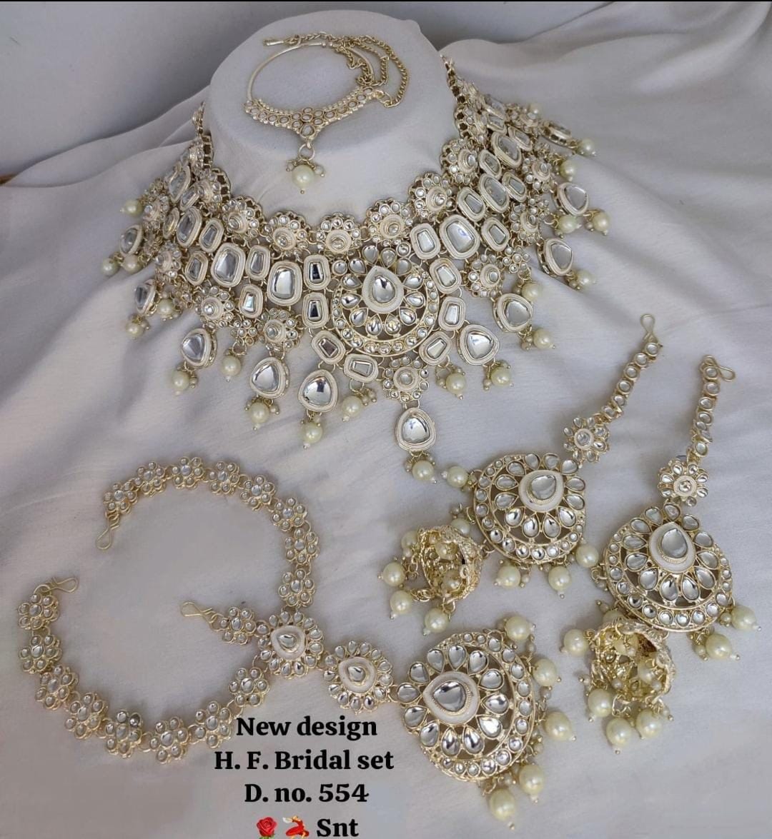 Zevar Necklaces White Kundan Semi Bridal Jewellery Set – Traditional Indian Jewelry Online