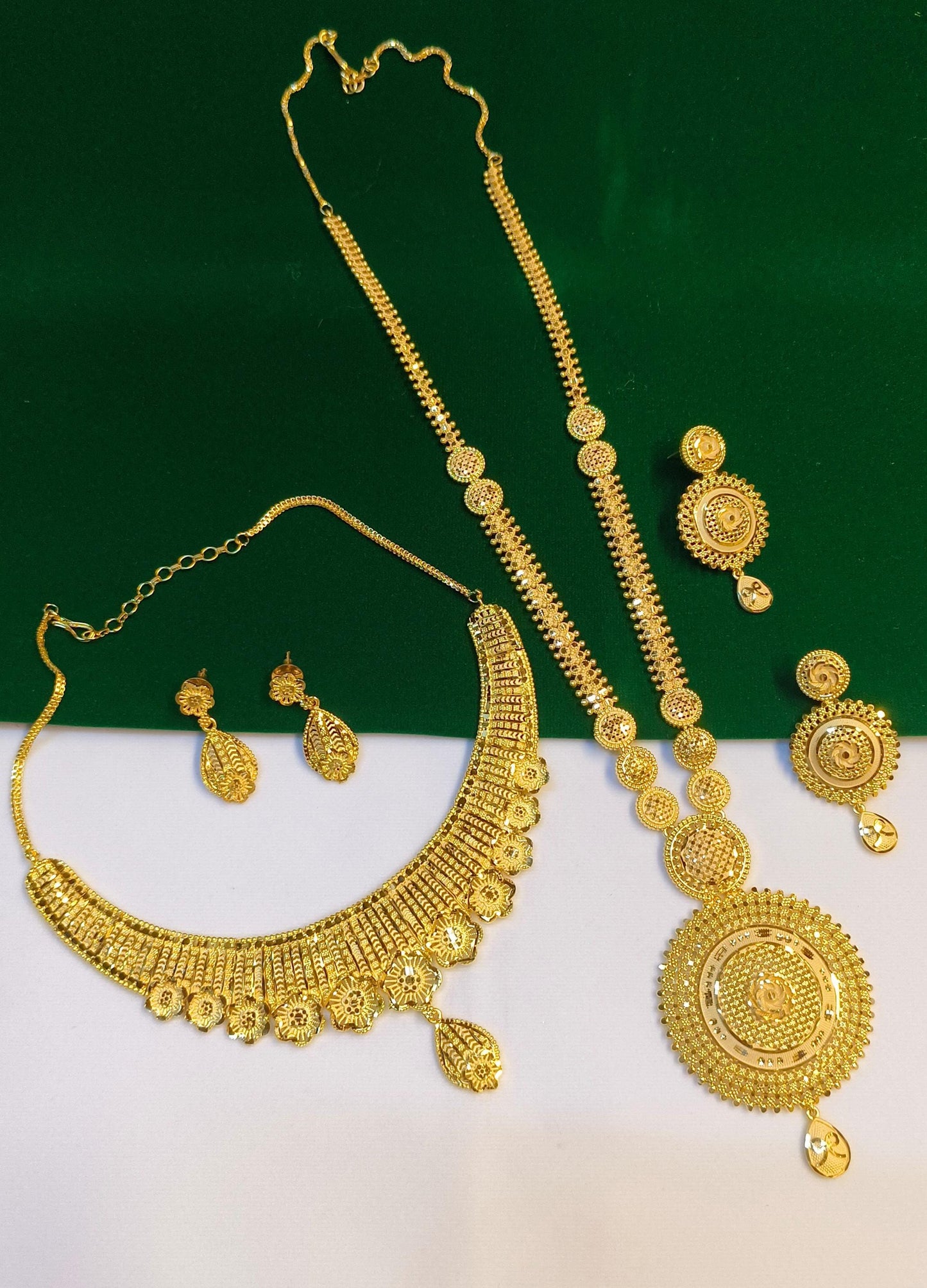 Zevar One Gram Gold Jewellery Set Traditional One Gram Gold Plated Necklace & Long Haar Combo Set