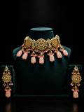 Zevar Royal Pink Kundan Necklace Set with Earrings