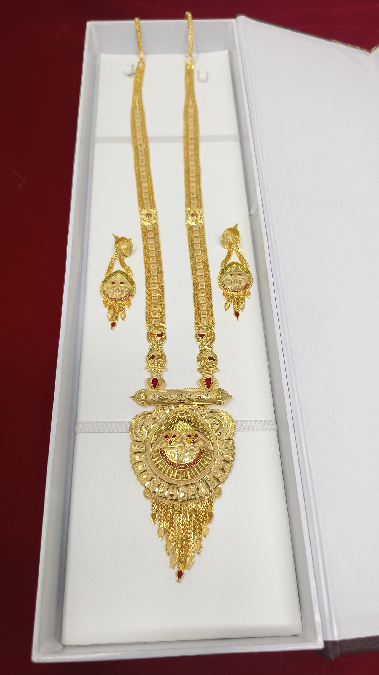 Zevar Traditional Necklace Gold Plated Meenakari Long Rani Haar - Traditional Indian Jewelry