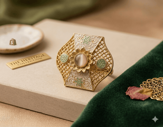 Zevar Vintage Filigree Enamel Cocktail Ring