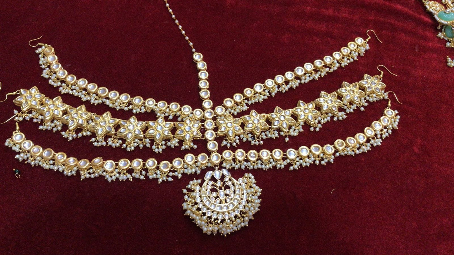 Zevar ZEVAR | Premium Quality Kundan Pearl Beaded Handcrafted Matha Patti