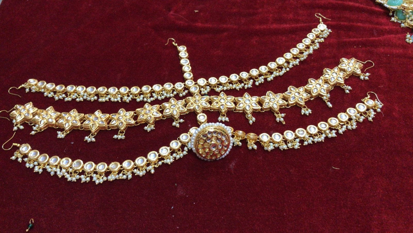 Zevar ZEVAR | Premium Quality Kundan Pearl Beaded Handcrafted Matha Patti