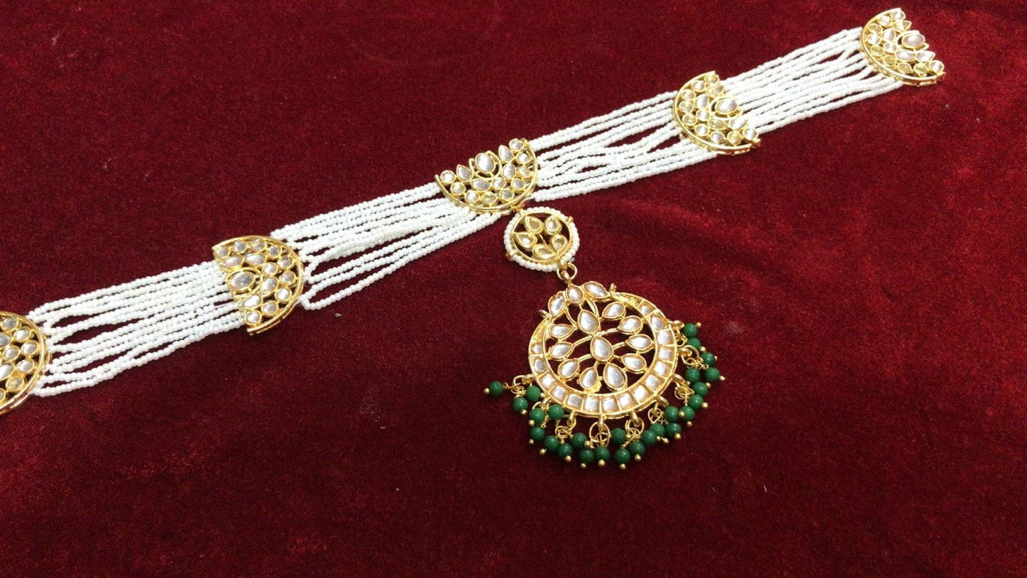Zevar ZEVAR | Traditional Kundan Pearl Beaded Handcrafted Matha Patti