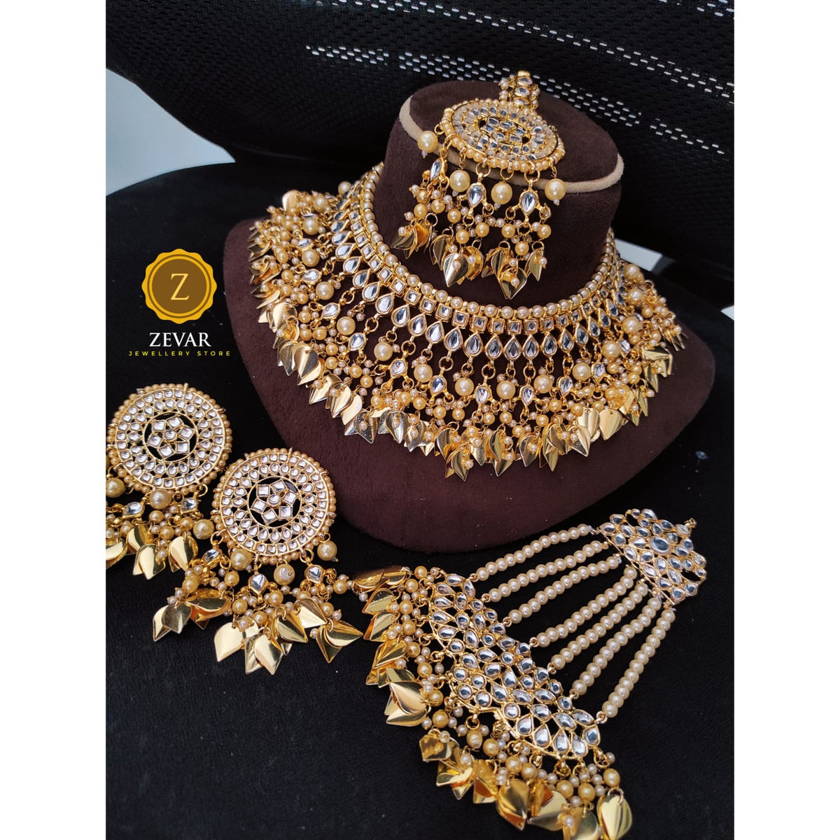 Zevar Bridal necklace Copy of ZEVAR | High Quality Kundan Semi choker necklace Earring & MaangTikka