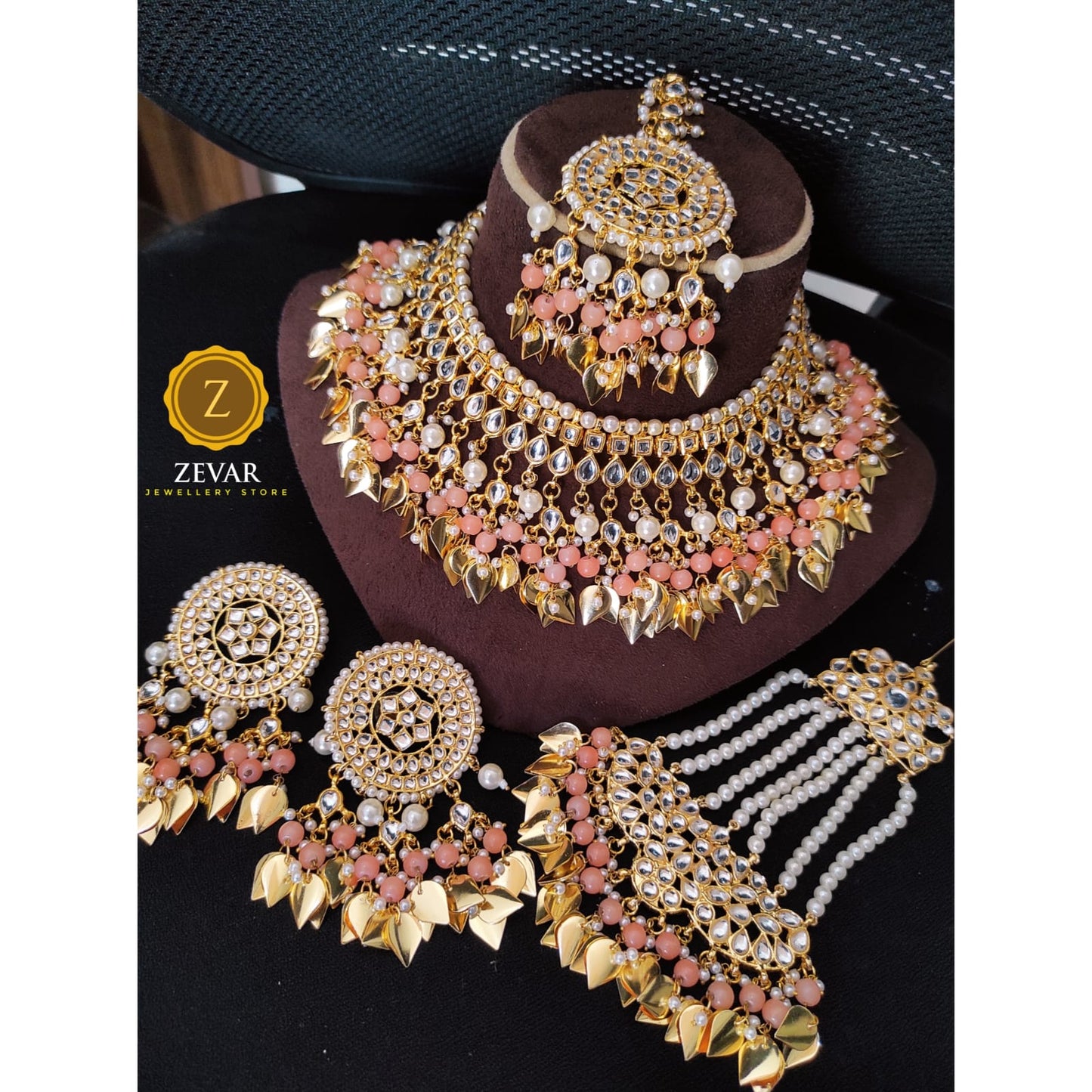 Zevar Bridal necklace Copy of ZEVAR | High Quality Kundan Semi choker necklace Earring & MaangTikka