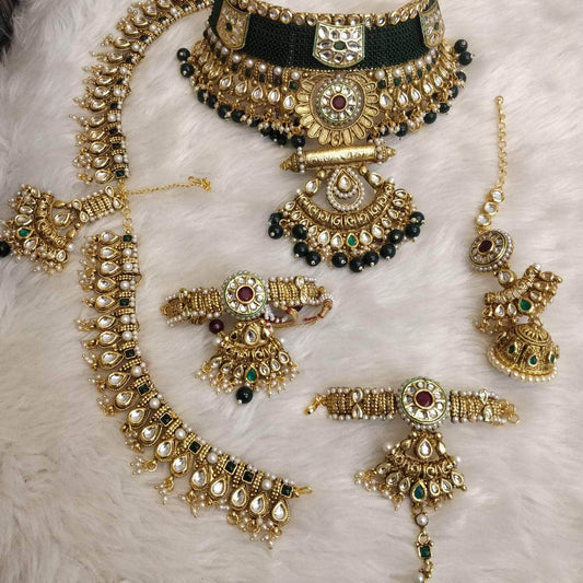 Zevar Bridal necklace Green Bridal Jewellery Set By Zevar
