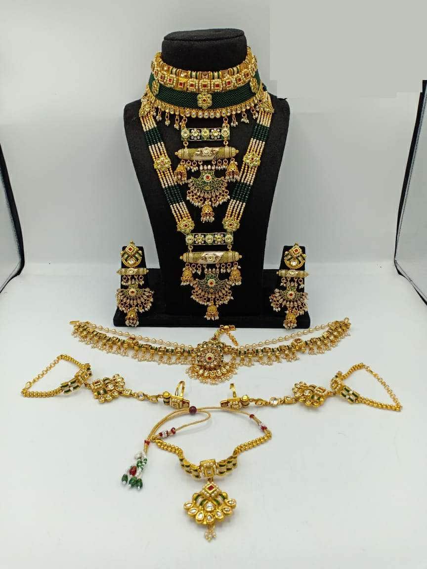 Zevar Bridal necklace Green Full Bridal Jewellery Set By Zevar