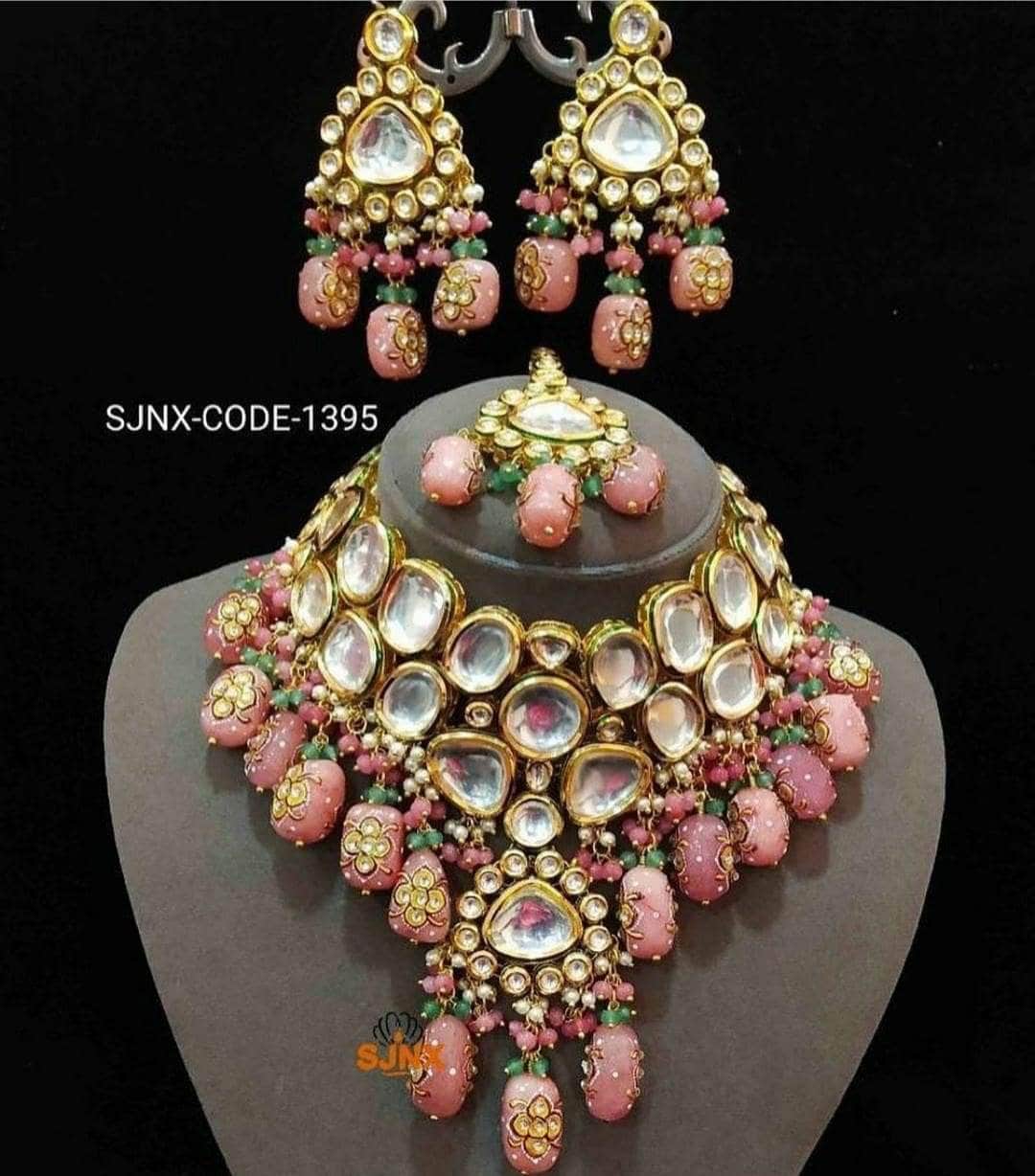 Zevar Bridal necklace Kundan Handmade Hand Painted Meenakari Kundan Choker Necklace By Zevar.