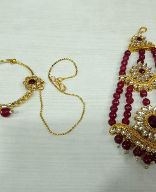 Zevar Bridal necklace Mehroom & Gold Plated Bridal Jewellery Set By Zevar