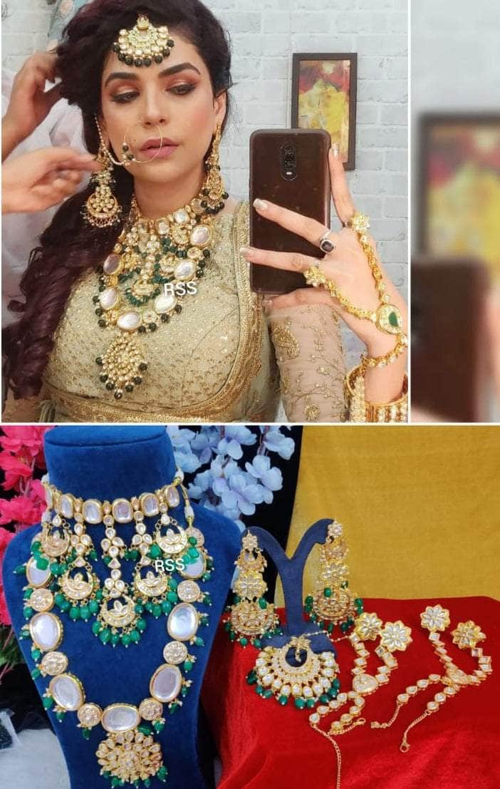 Zevar Bridal necklace Traditional Bridal jewellery Kundan Necklace Set By Zevar