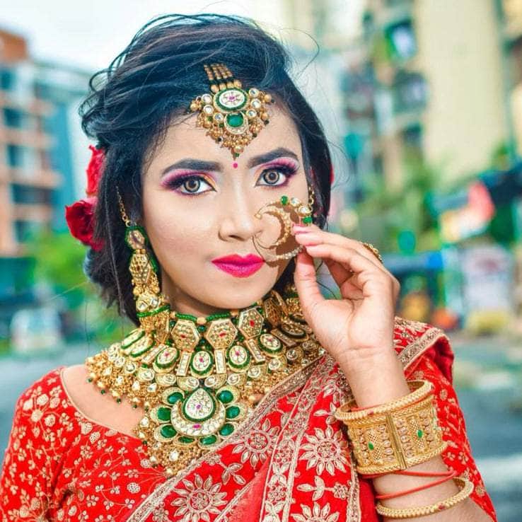 Zevar Bridal necklace Traditional Green Gold-Plated Kundan Dulhan Bridal Jewellery Set By Zevar.