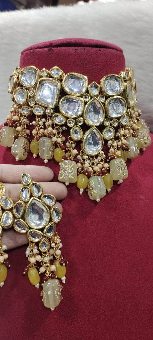 Zevar choker necklace Kundan Heavy Choker Necklace Set Vol 6 By Zevar