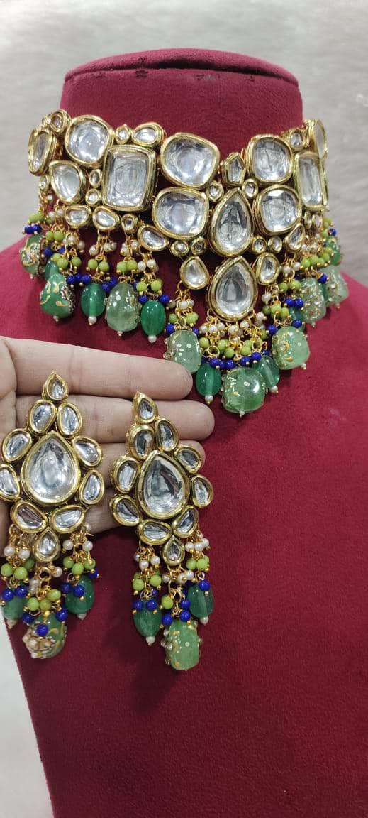 Zevar choker necklace Kundan Heavy Choker Necklace Set Vol 7 By Zevar