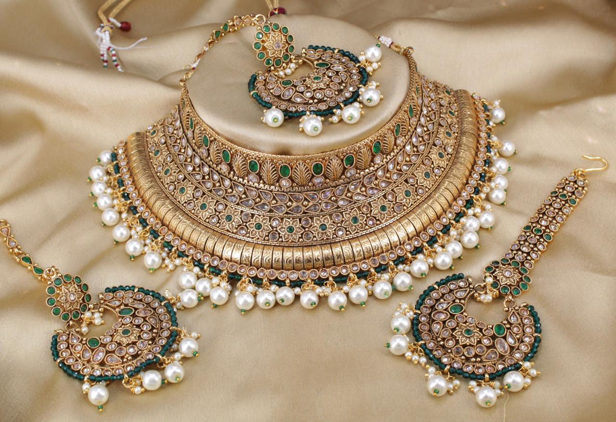 Kundan Gold Plated & Pearl Necklace Set By Zevar - Zevar