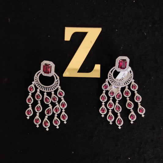 Zevar Earrings AD Earring green color and red color by zevar