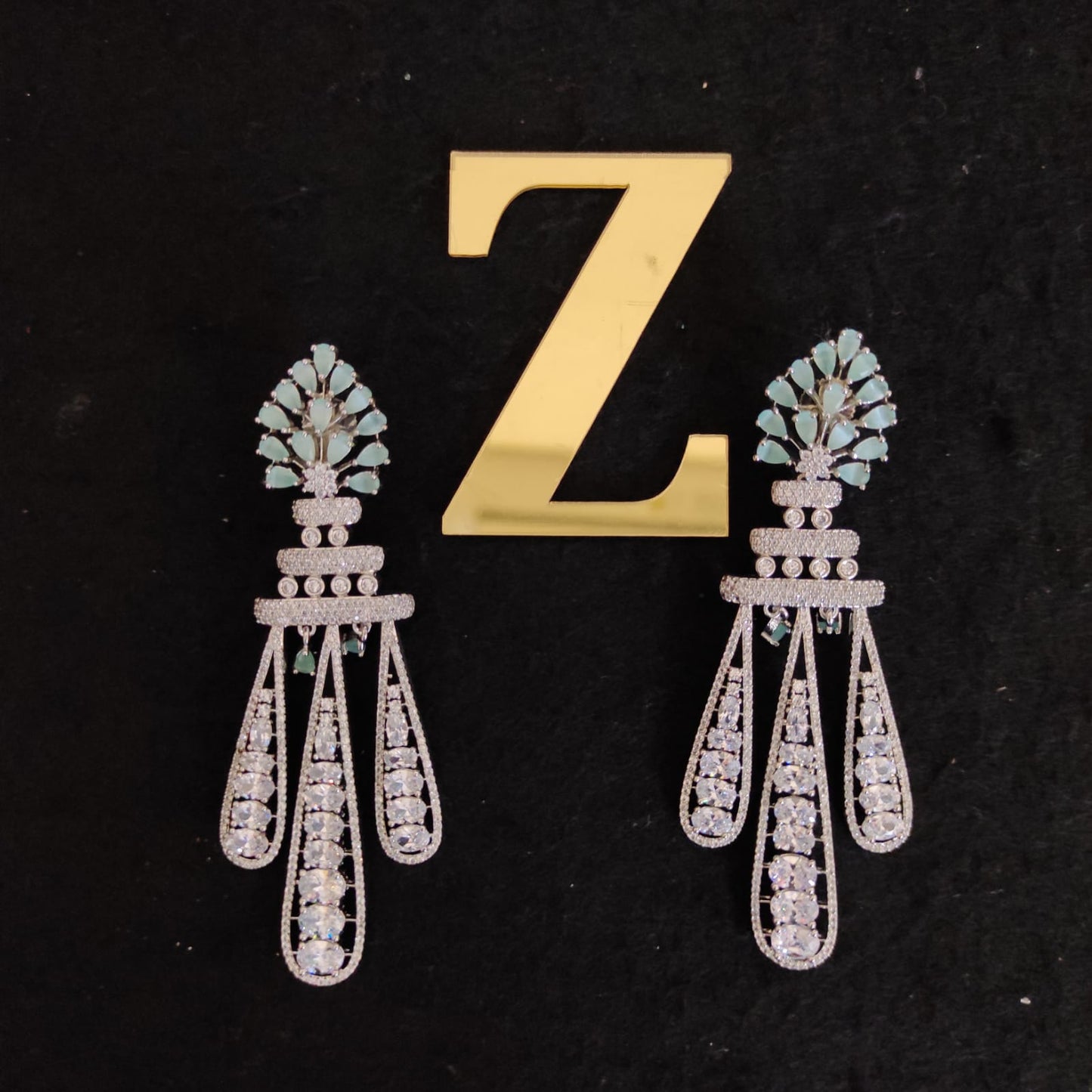 Zevar Earrings AD Earring lite green color by zevar