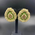 Zevar Earrings Beautifull Kundan Green Meenakari Stud Earrings Desing By Zevar.