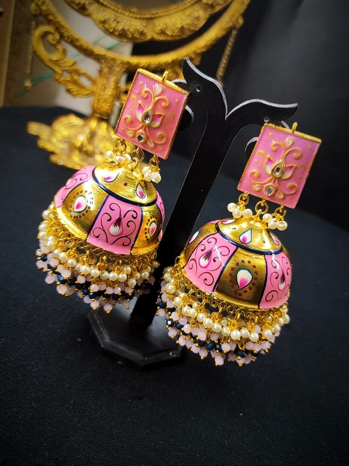 Zevar Earrings Big Size Real Meenakari jhumka earrings Set By Zevar