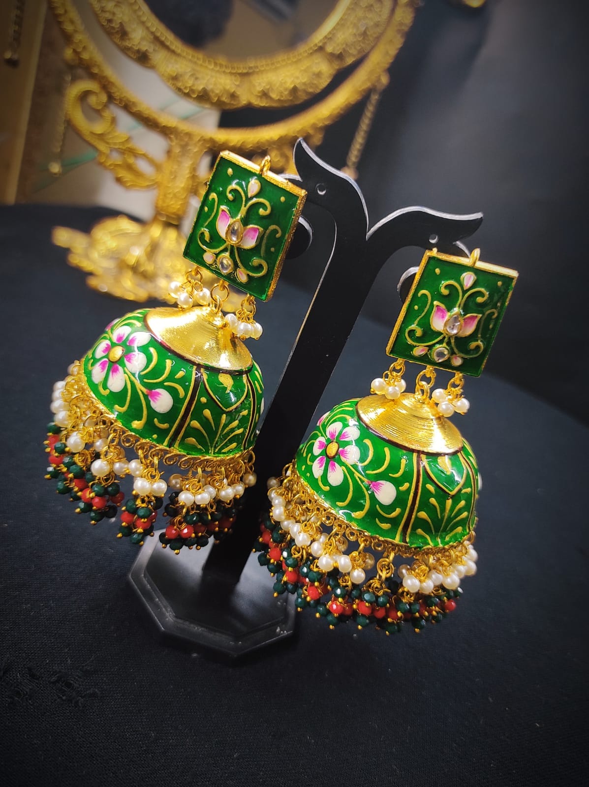 Zevar Earrings Big Size Real Meenakari jhumka earrings Set By Zevar