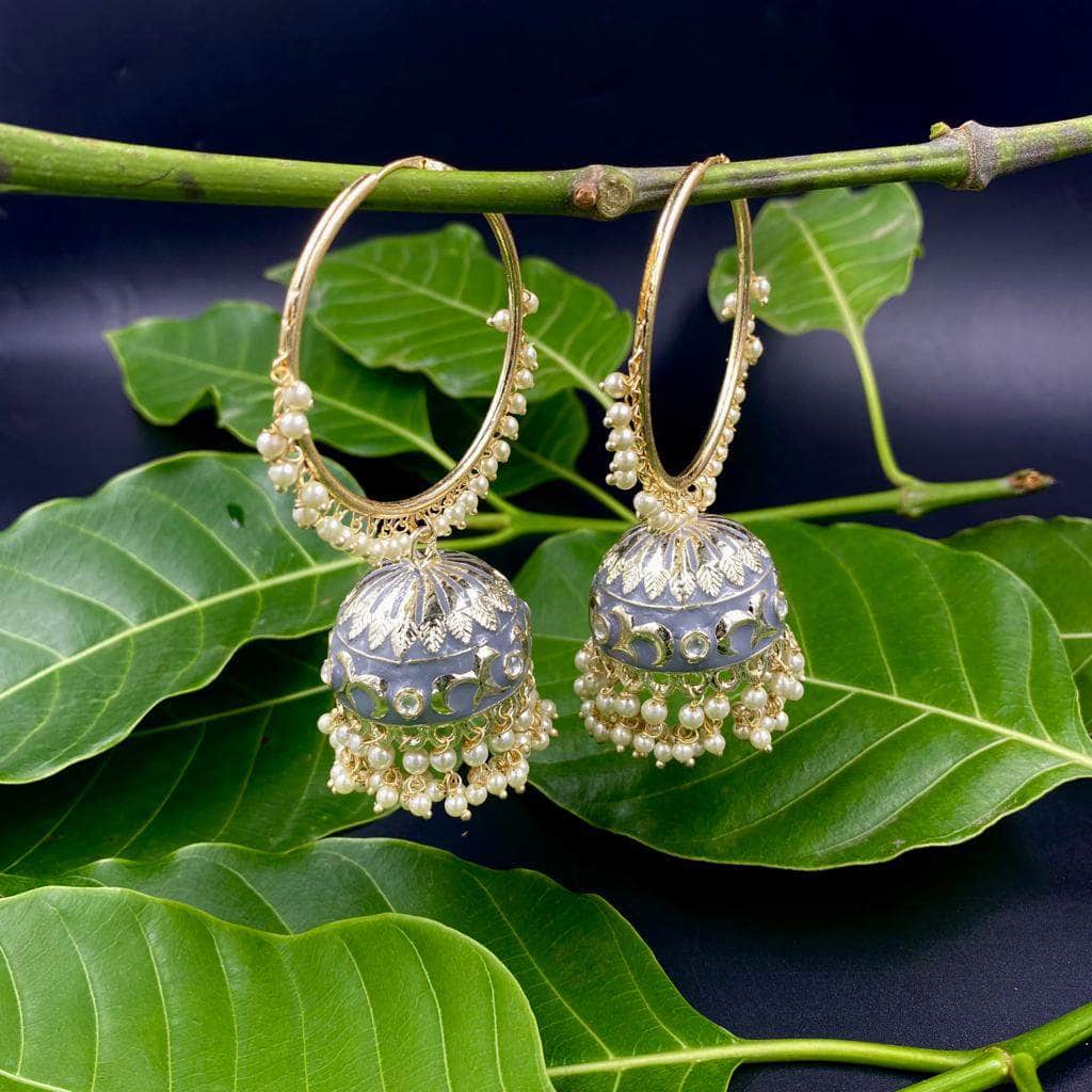 Zevar Earrings Bollywood Earrings Set, Hoop Pearls Earrings Set, Jhumka Jhumki Earrings Set By Zevar.