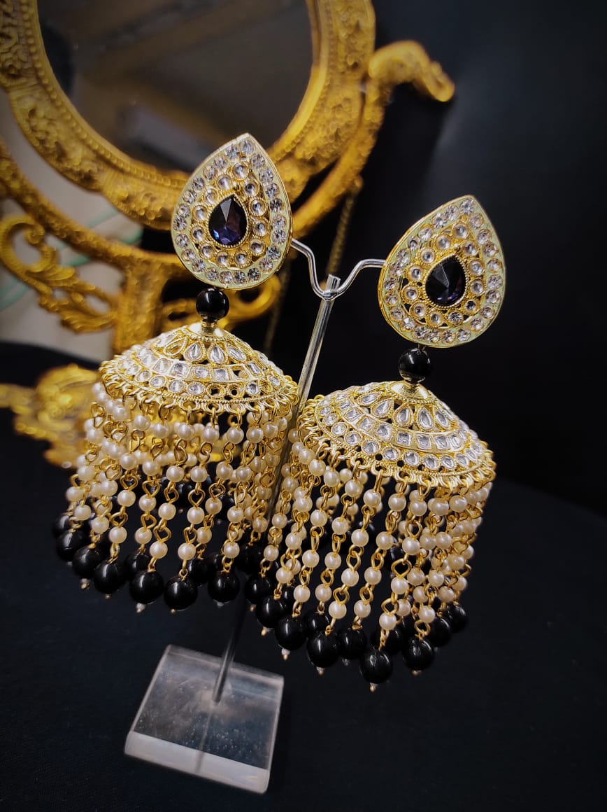 Zevar Earrings Copy of High Quality Kundan Earrings AD Stone Set By Zevar