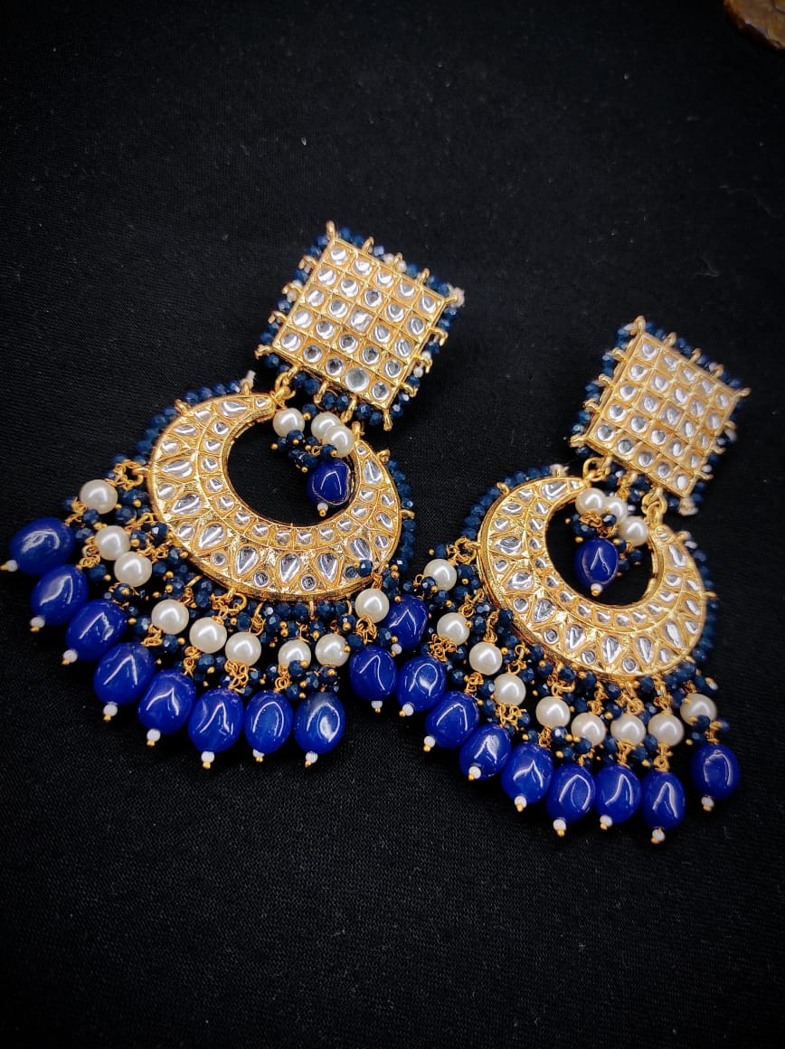 Zevar Earrings Copy of High Quality kundan earrings Meenakari Work Back Side Set By Zevar