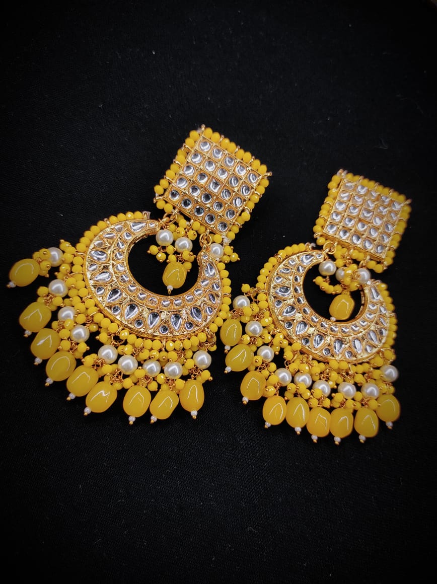 Zevar Earrings Copy of High Quality kundan earrings Meenakari Work Back Side Set By Zevar