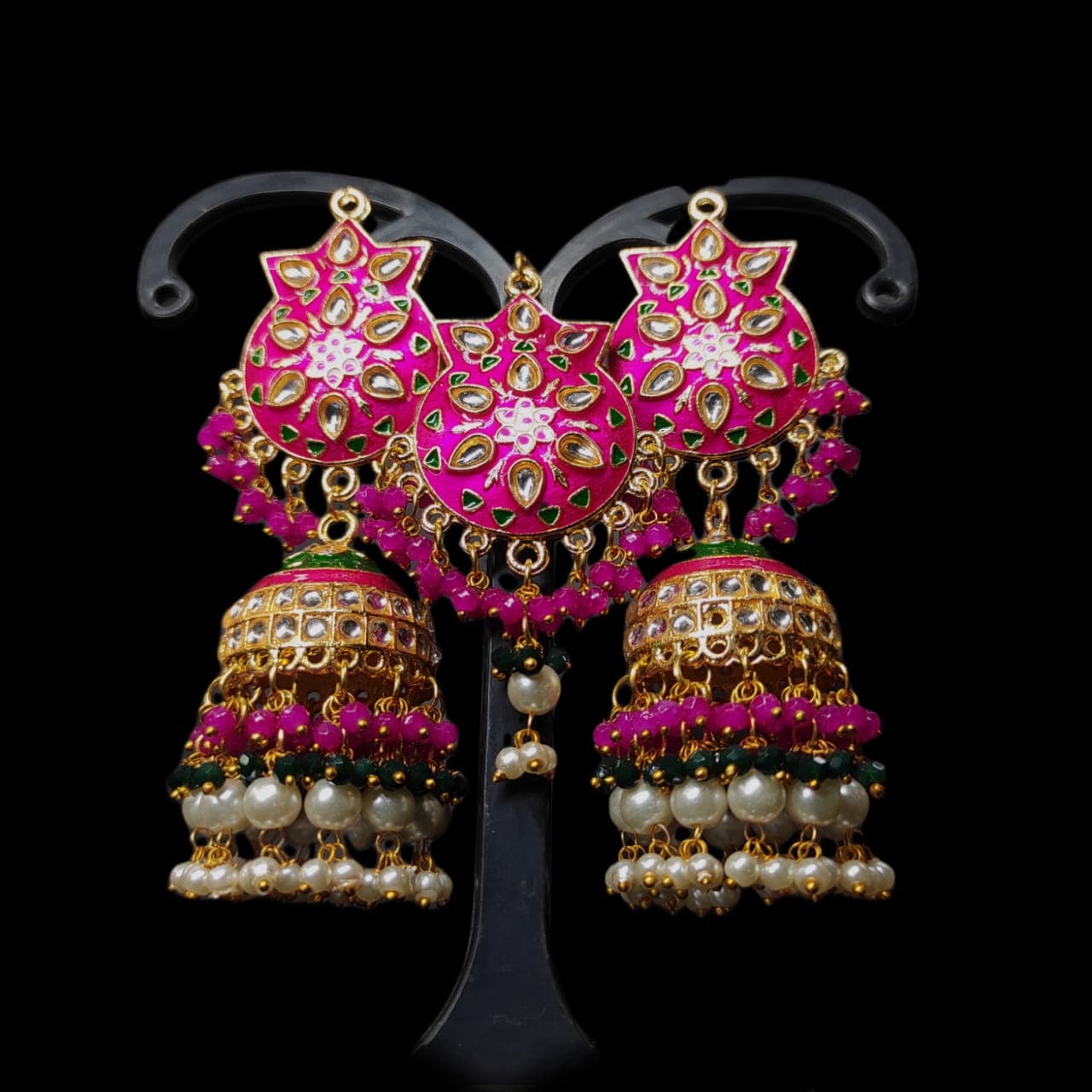 Zevar Earrings Copy of High Quality kundan earrings With Maangtika Set By Zevar