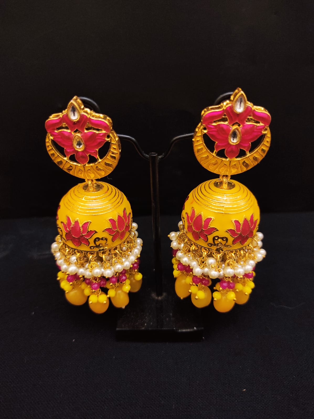 Zevar Earrings Copy of Premium Quality Real Meenakari Work kundan jhumka earrings Set By Zevar