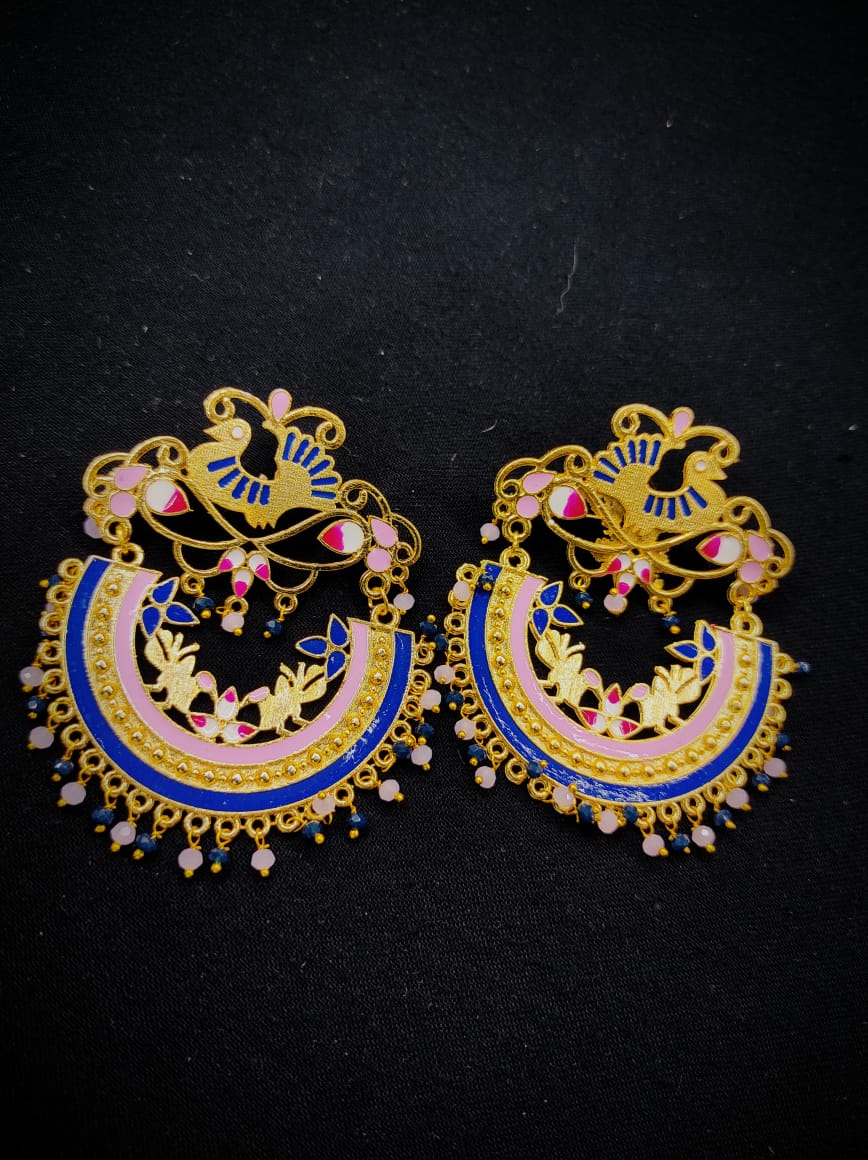 Zevar Earrings Copy of Real Meenakari Work Chandbali Design Earrings Set By Zevar