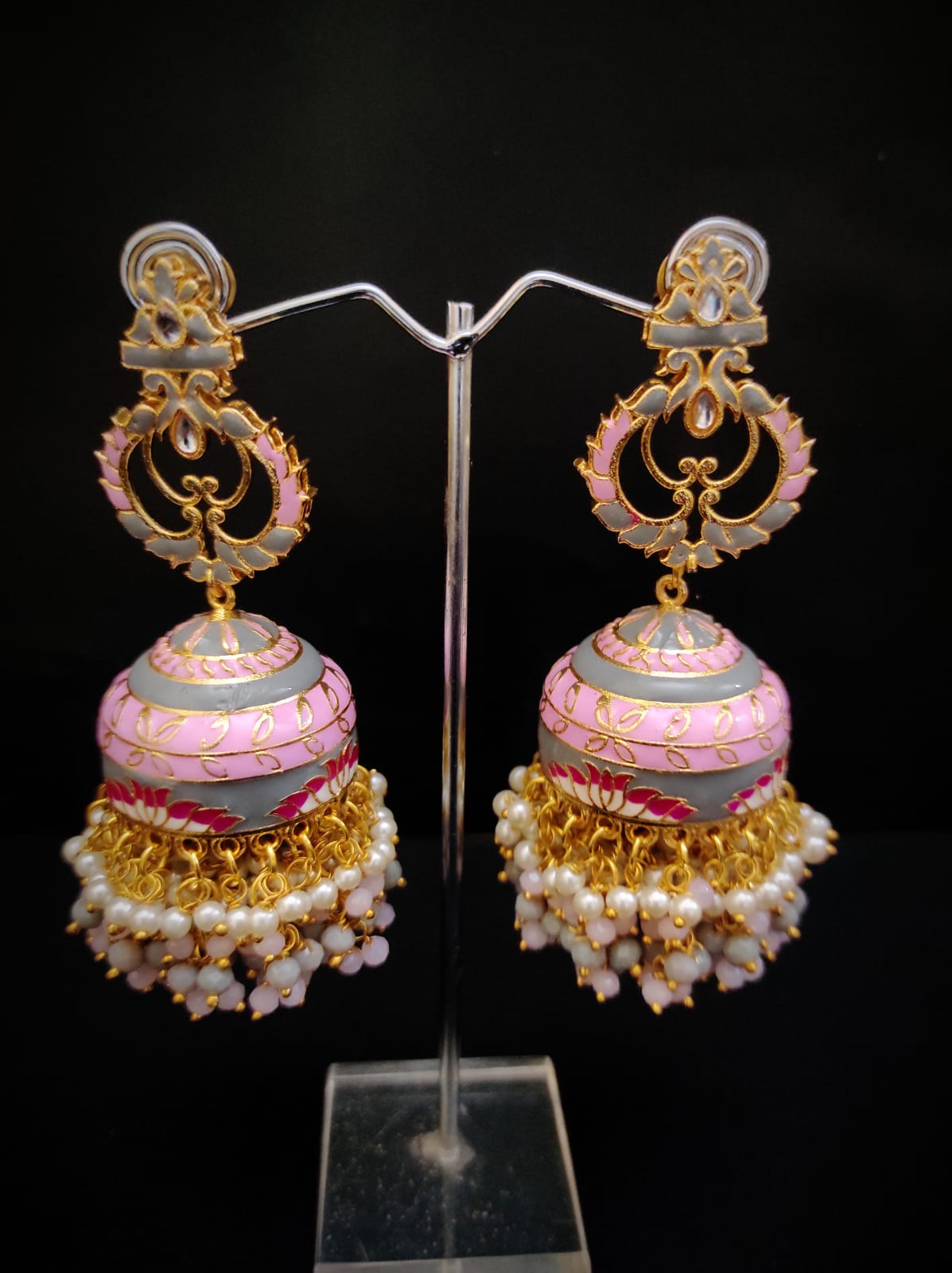 Zevar Earrings Copy of Real Meenakari Work kundan jhumka earrings Set By Zevar