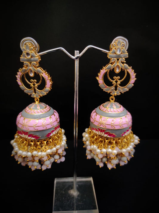 Zevar Earrings Copy of Real Meenakari Work kundan jhumka earrings Set By Zevar