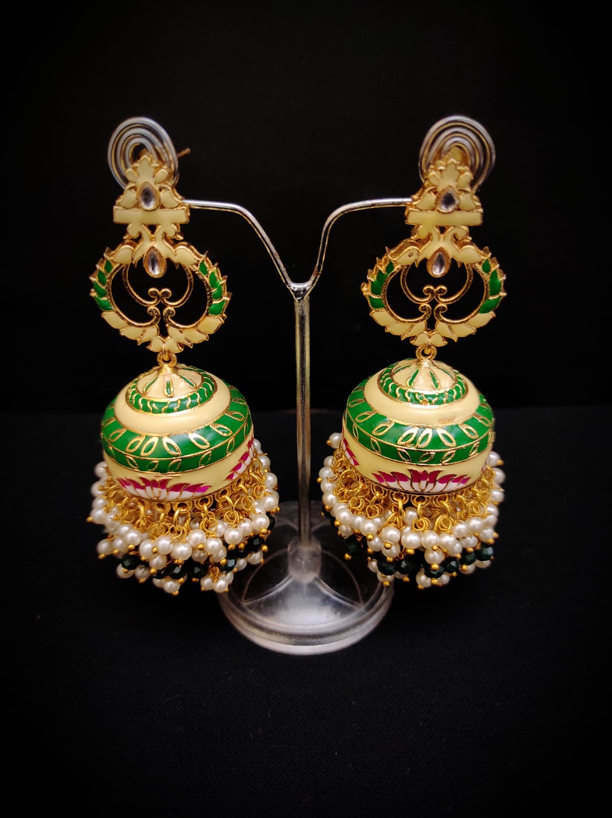 Zevar Earrings Copy of Real Meenakari Work kundan jhumka earrings Set By Zevar