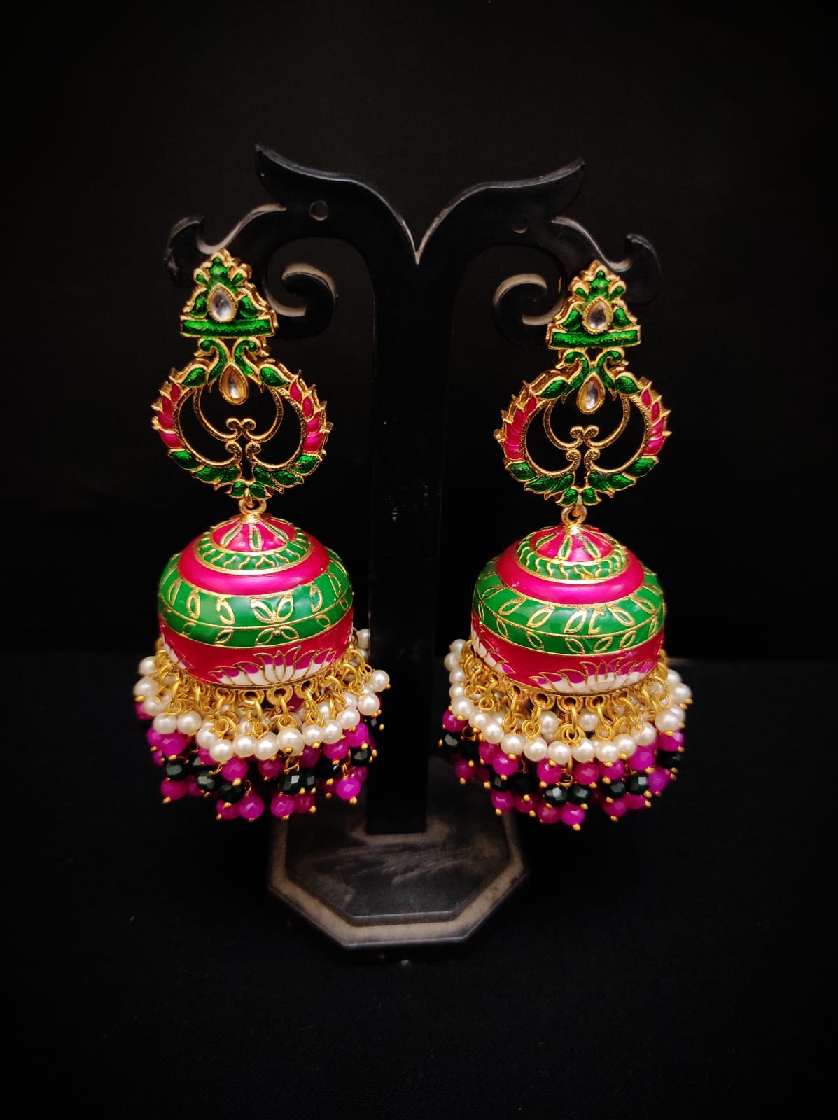 Zevar Earrings Copy of Real Meenakari Work kundan jhumka earrings Set By Zevar