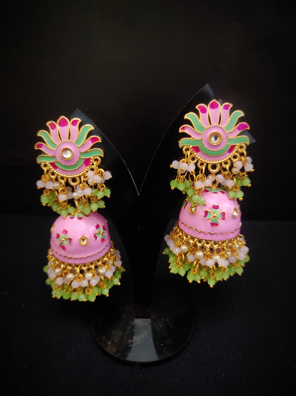 Zevar Earrings Copy of Real Meenakari Work kundan jhumka earrings Set By Zevar