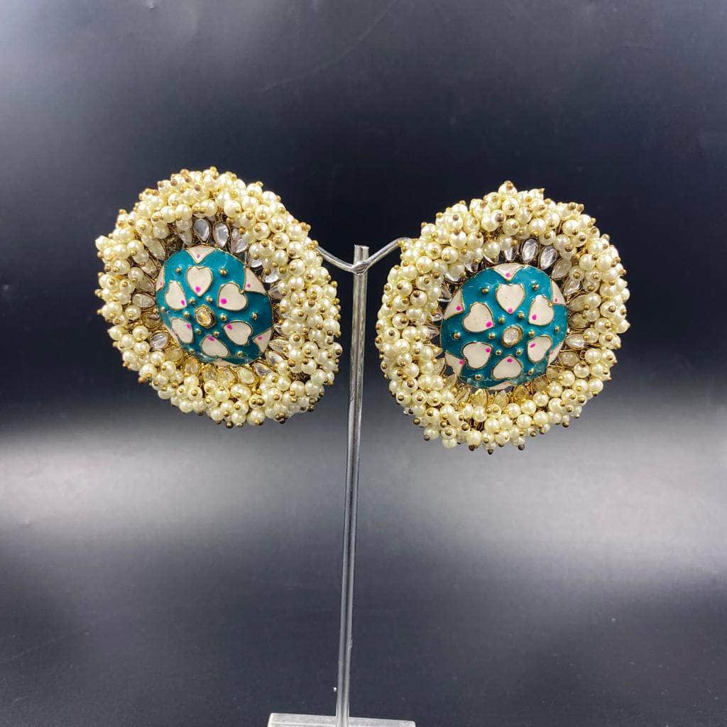 Zevar Earrings Handcrafted Meenakari Stud Earrings Desing By Zevar.