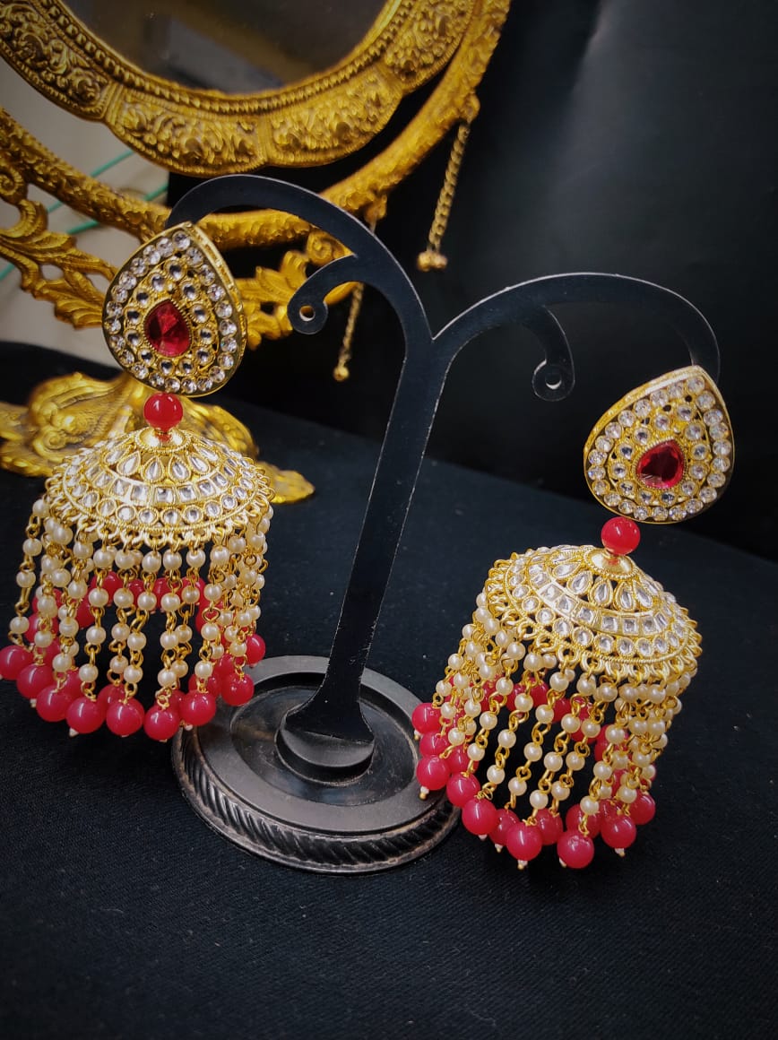 Zevar Earrings High Quality Kundan Earrings AD Stone Set By Zevar