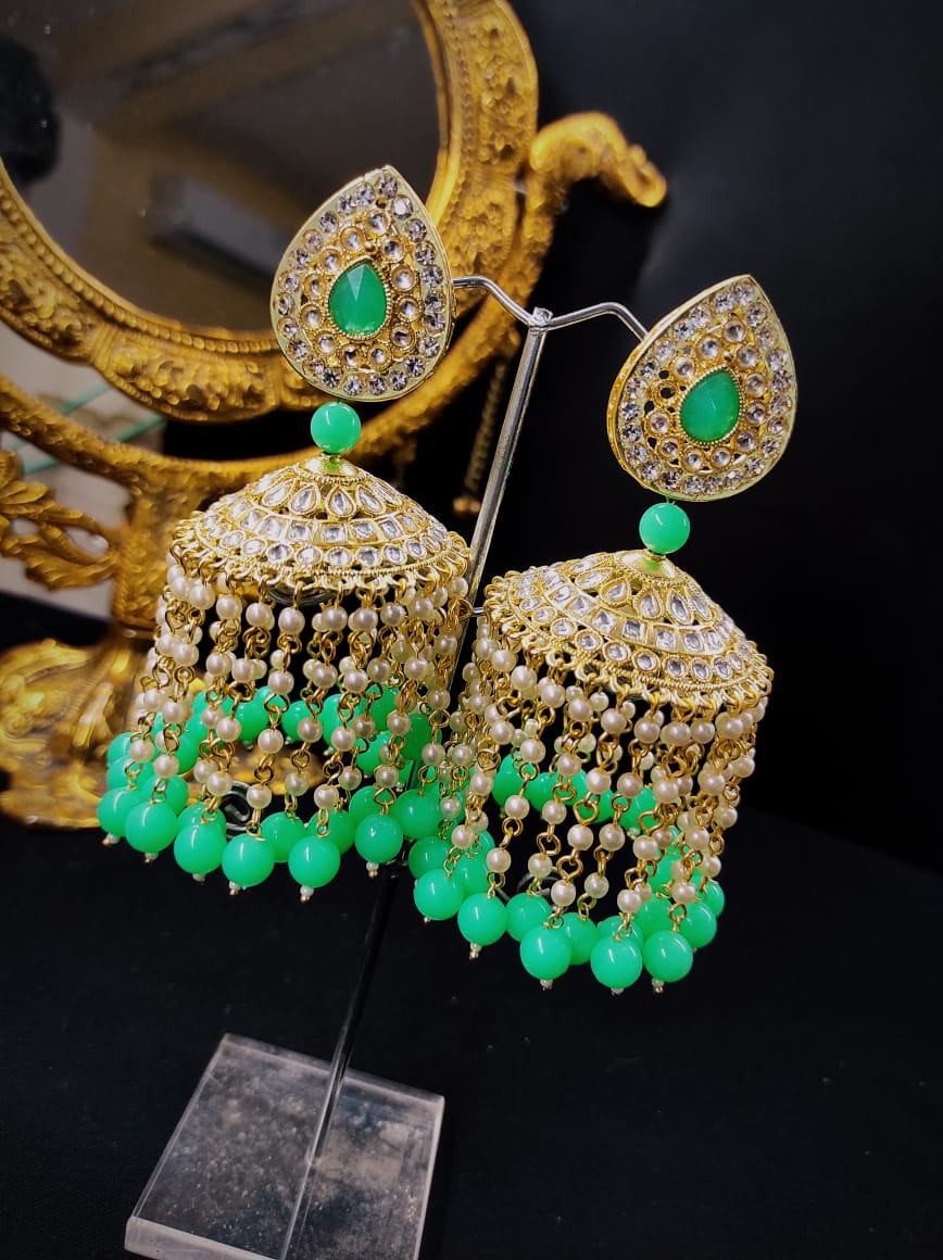 Zevar Earrings High Quality Kundan Earrings AD Stone Set By Zevar
