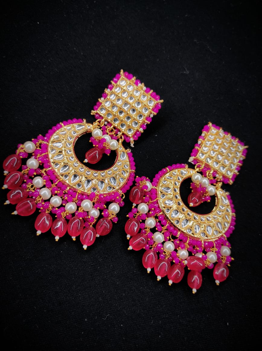 Zevar Earrings High Quality kundan earrings Meenakari Work Back Side Set By Zevar
