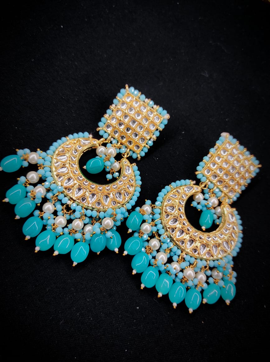 Zevar Earrings High Quality kundan earrings Meenakari Work Back Side Set By Zevar