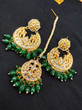 Zevar Earrings High Quality kundan earrings With Maangtika Back Side Meenakari Work Set By Zevar
