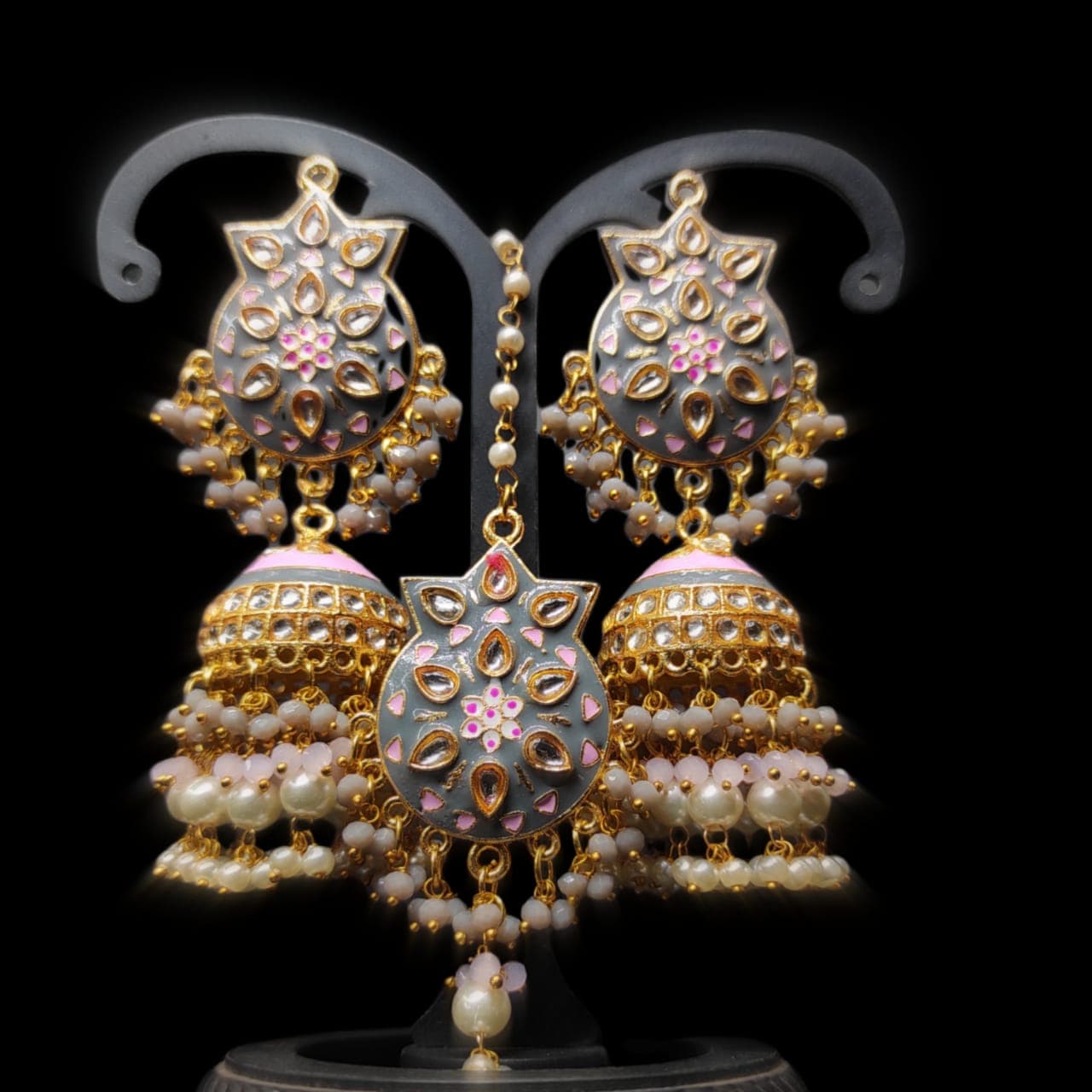 Zevar Earrings High Quality kundan earrings With Maangtika Set By Zevar