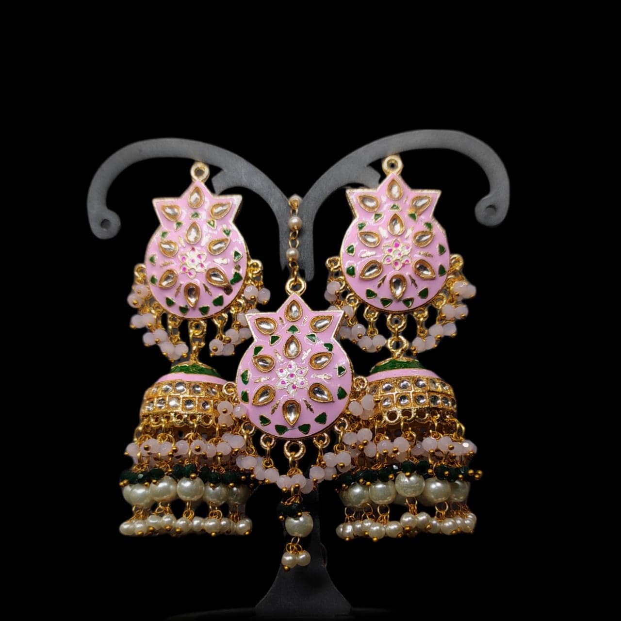 Zevar Earrings High Quality kundan earrings With Maangtika Set By Zevar