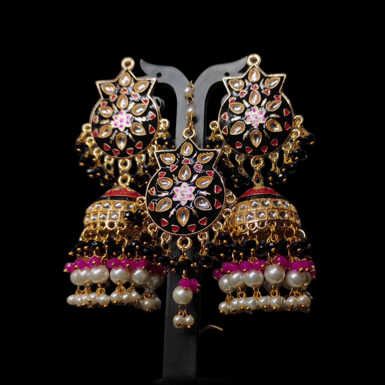 Zevar Earrings High Quality kundan earrings With Maangtika Set By Zevar