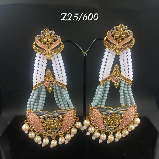 Zevar Earrings Kundan Minakari Pearl Earrings Design By Zevar