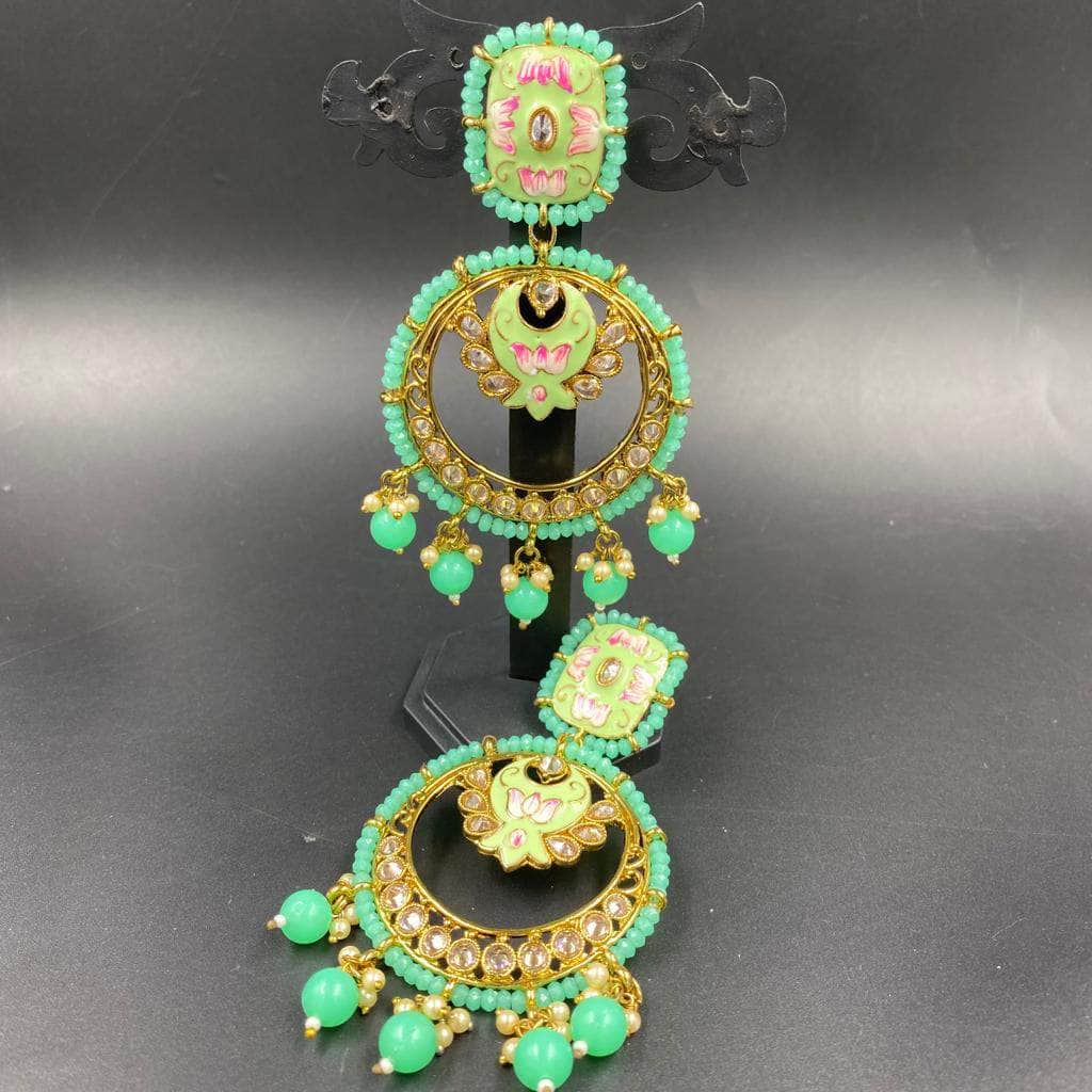 Zevar Earrings Kundan Pearls Meena Work Chandbaali Earrings Set By Zevar.